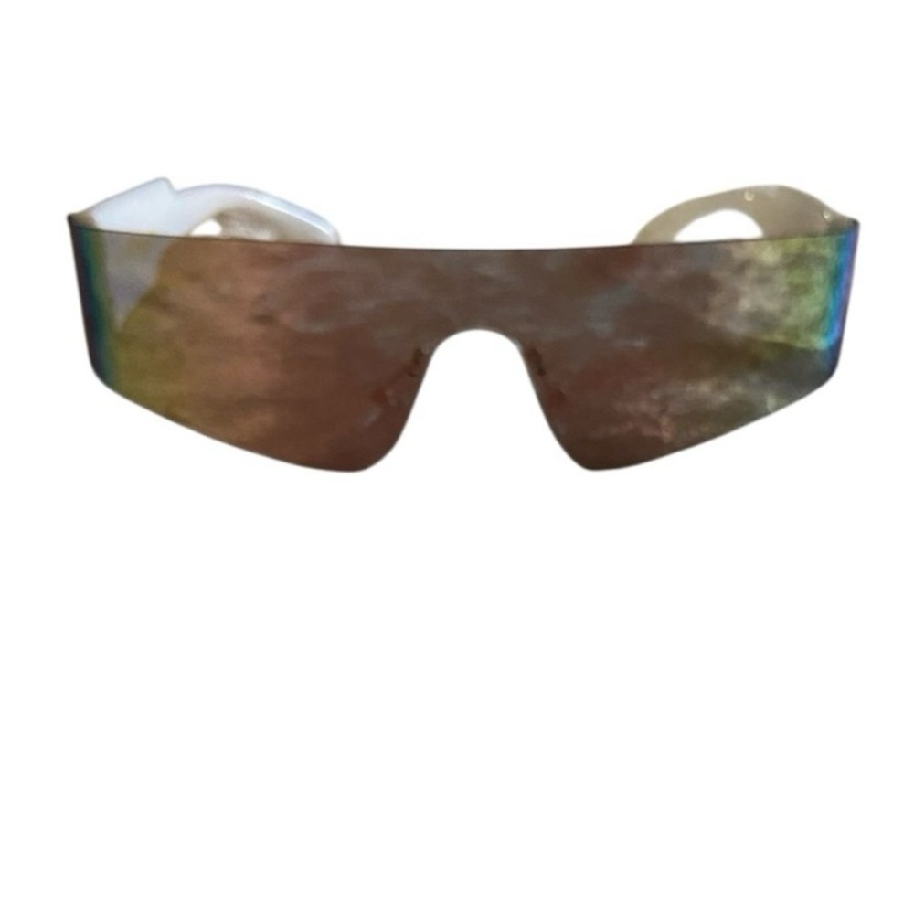 Ed Hardy Iridescent Shield Sunglasses with White Temples